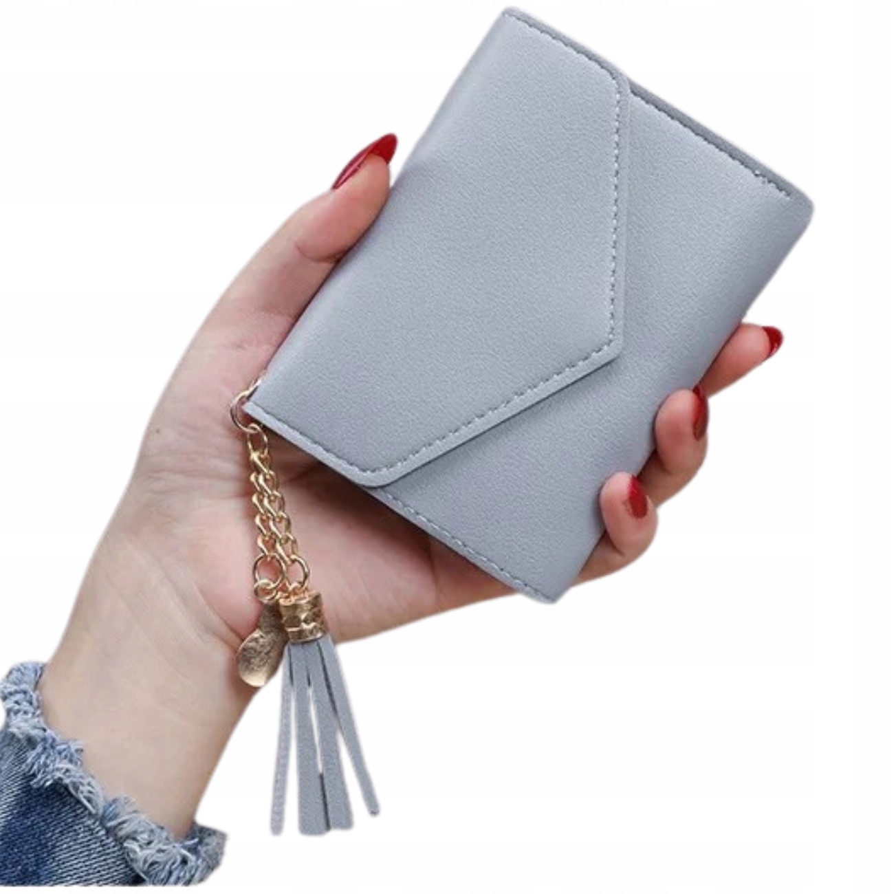 Mały poręczny portfel na gotówkę i karty kieszonkowy ozdobny brelok