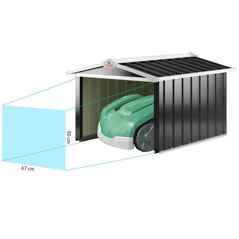 DOMEK GARAŻ KOSIARKI AUTOMATYCZNEJ ROBOTA Spad dachu dach dwuspadowy