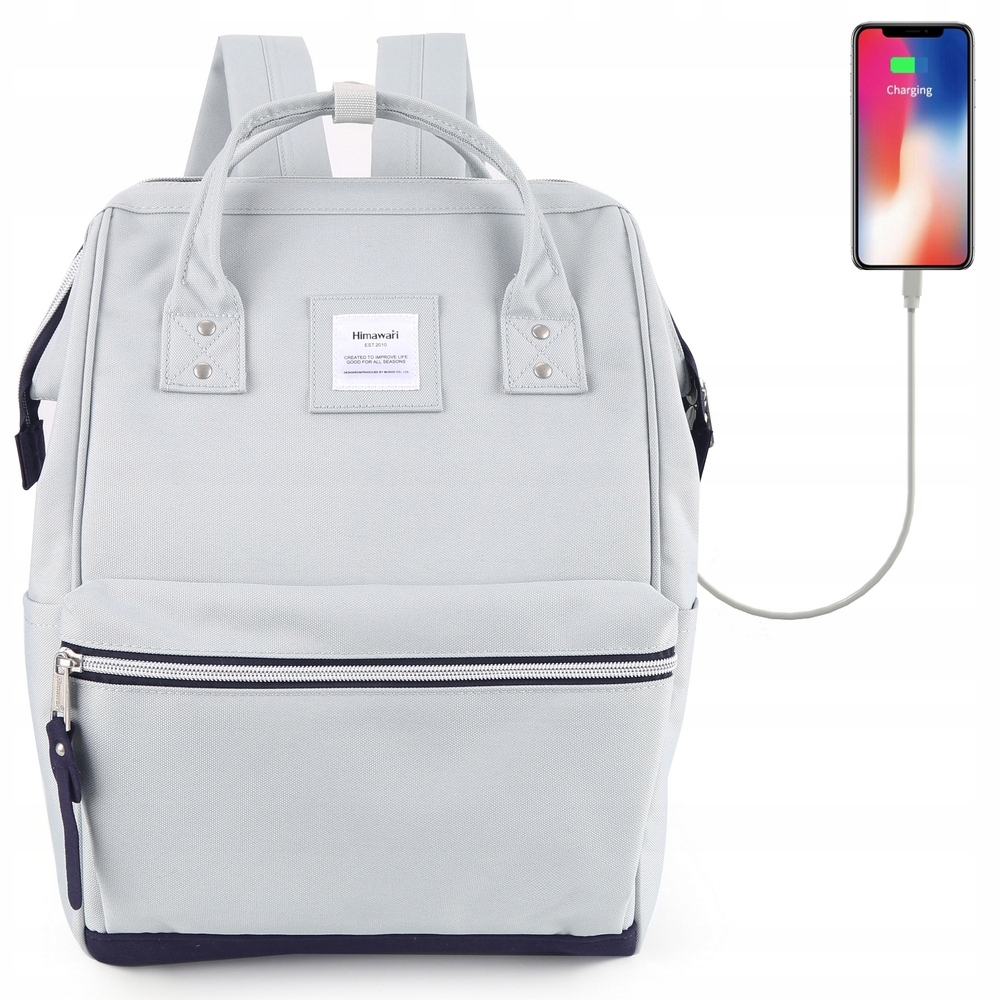 Plecak damski Himawari 123 na laptopa 14,1 z Usb popielaty