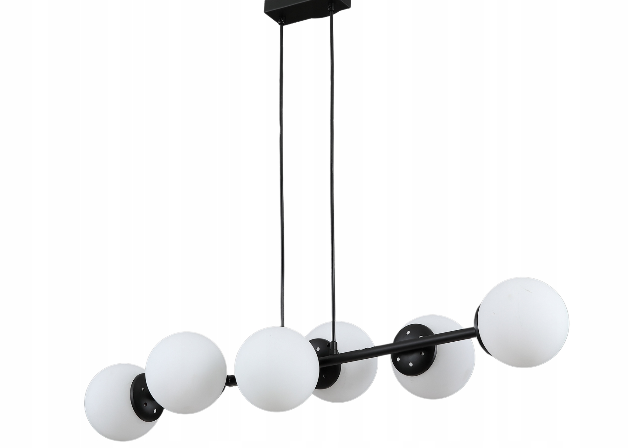 LAMPA WISZĄCA SUFITOWA ŻYRANDOL KULE czarna NOWOCZESNA mleczna