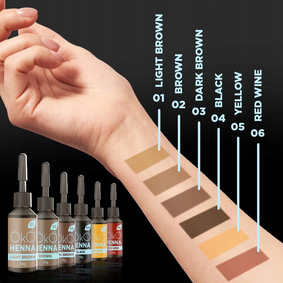 Henna do brwi ОКО Power Powder nr 01 10 g, light brown Marka inna marka