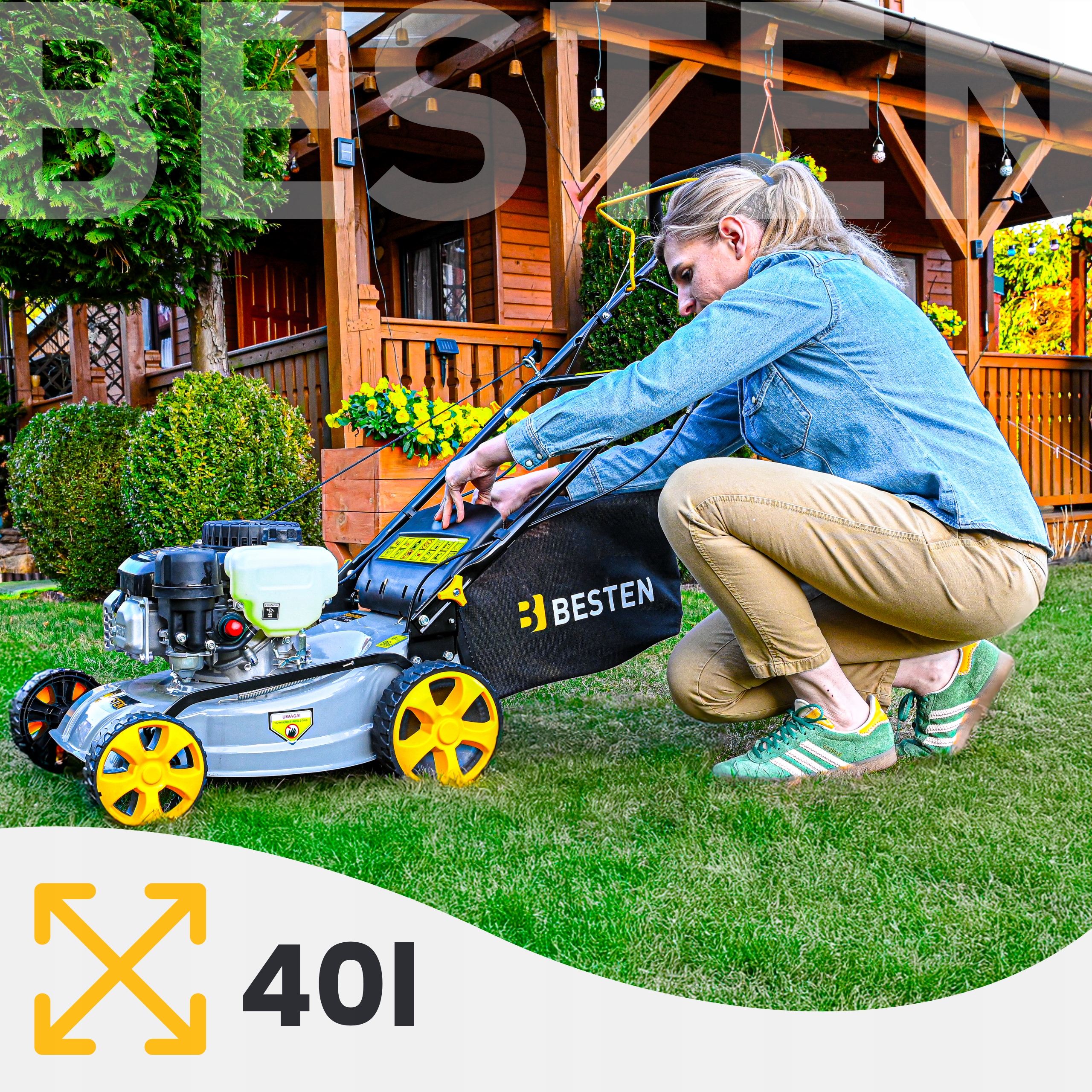 KOSIARKA SPALINOWA DO TRAWY Z NAPĘDEM MOCNA KOSZ 40L POJEMNOŚĆ 132CC Pojemność kosza 40 l