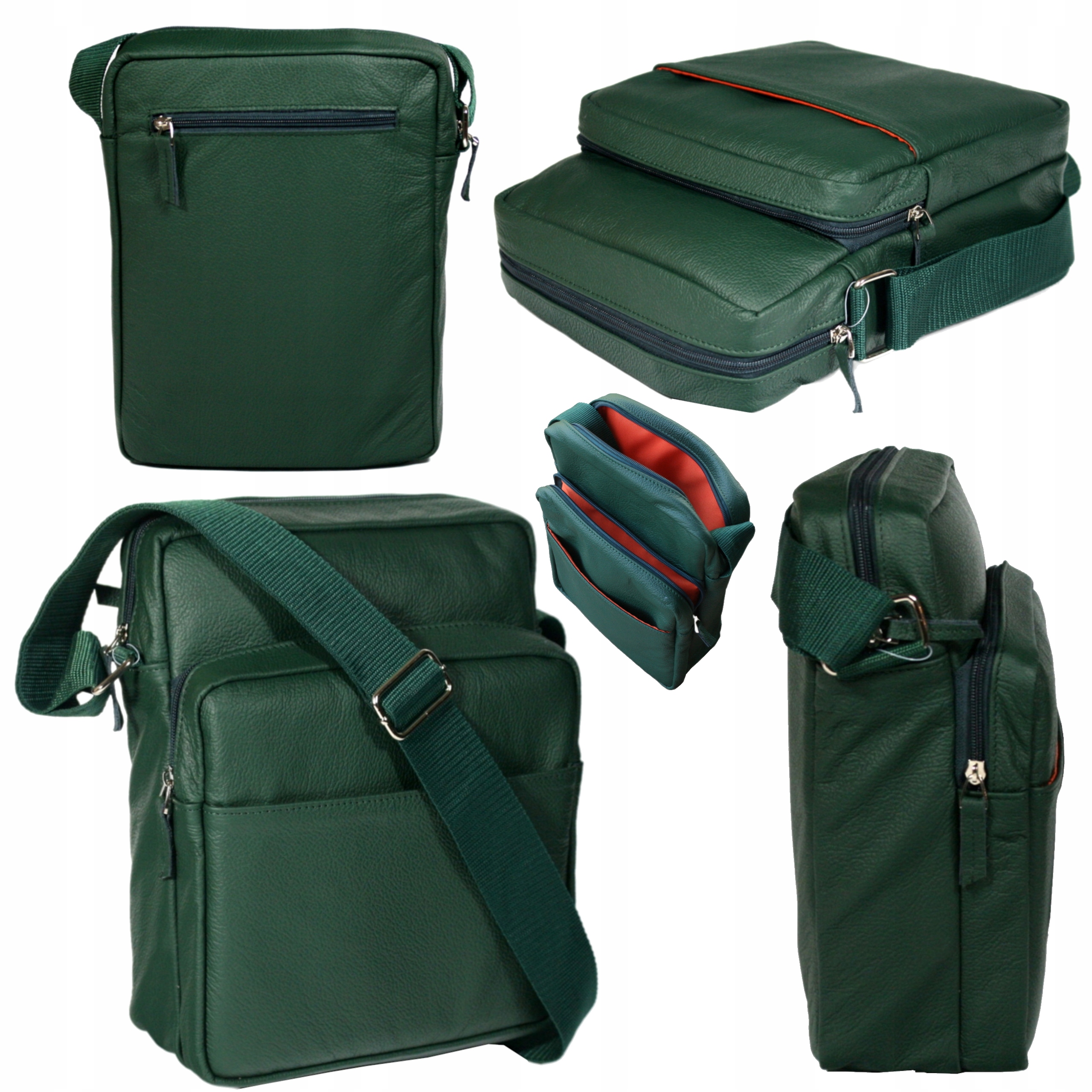 Kožená taška přes rameno kabelka přes rameno vintage polská výroba zelená