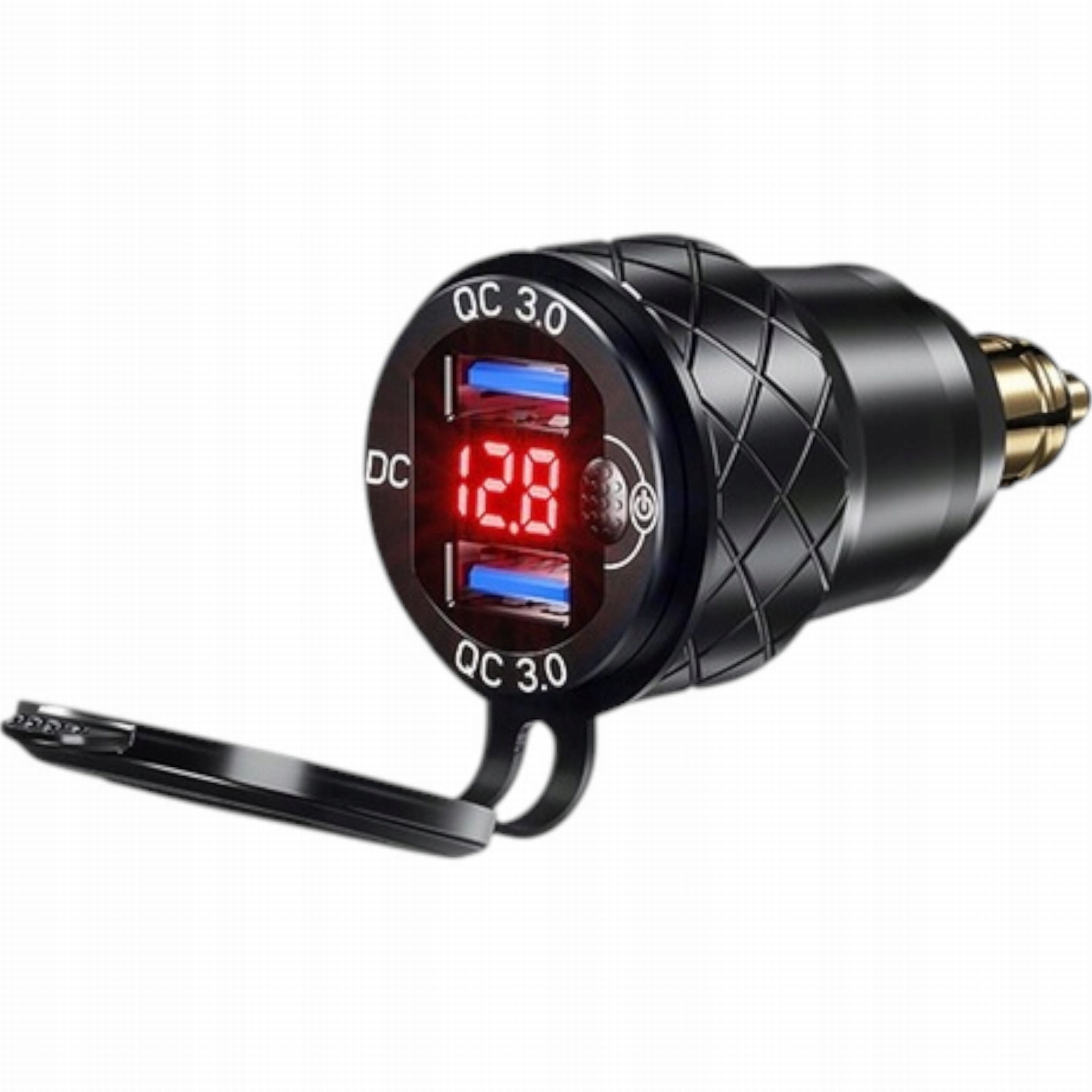 Motocyklová nabíječka Napájecí adaptér Usb x2 Qc 3.0