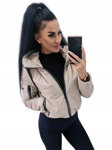 Wiosenna Matowa Kurtka Brendi Z Kapturem I Trokami Beżowa S