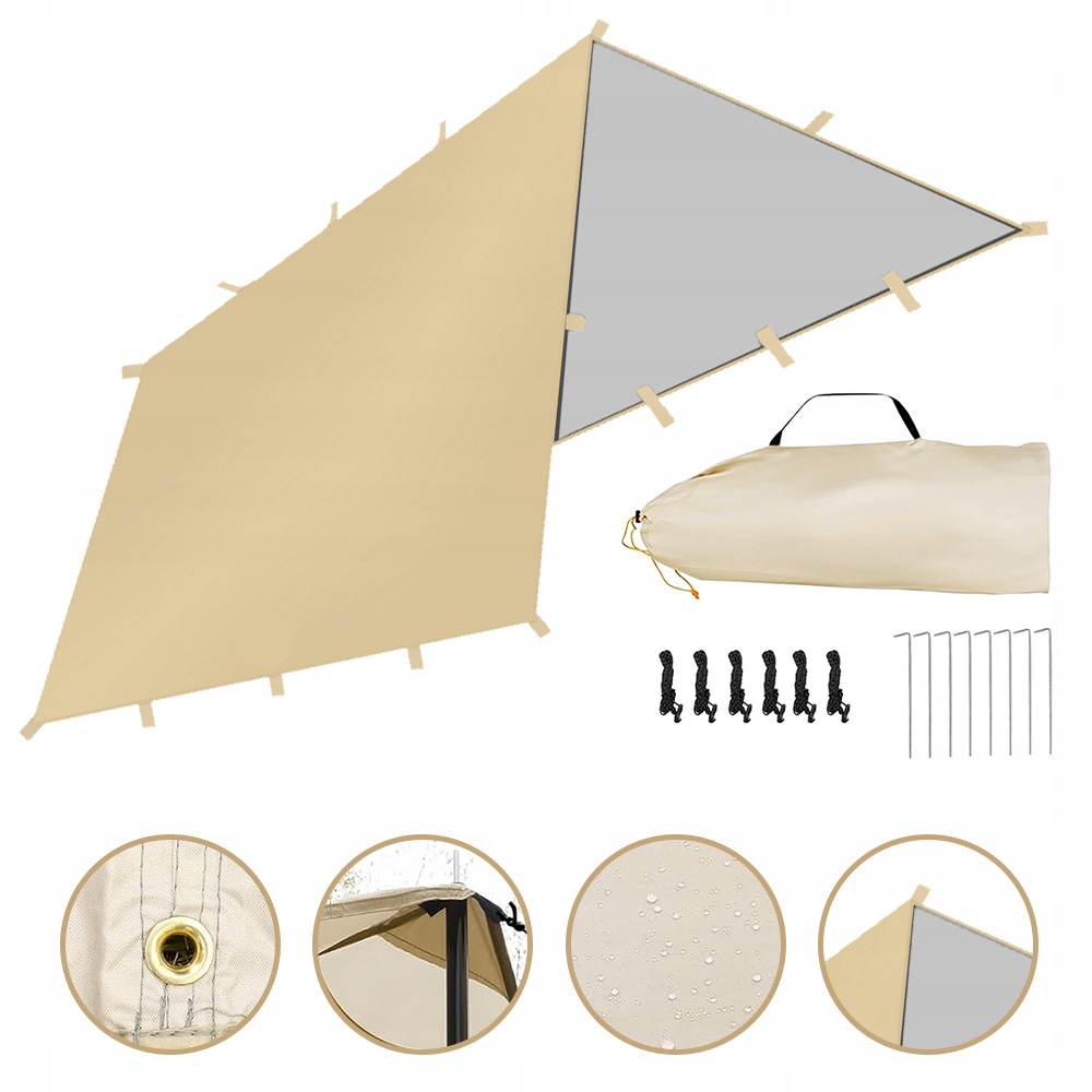 Tarp Płachta Biwakowa Plandeka Wodoodporna Turystyczny 3x3m Namiot Markiza