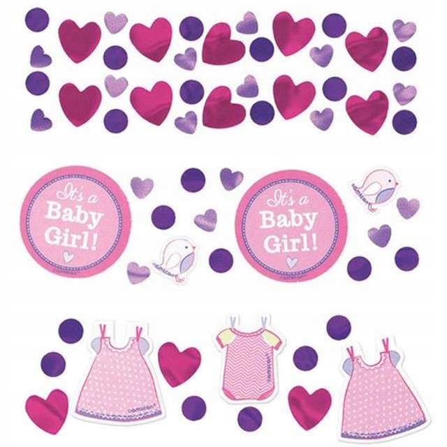 KONFETTI baby shower ROCZEK różowe urodziny XL