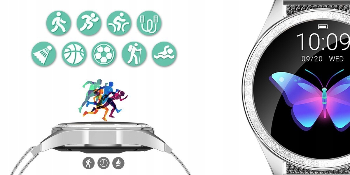 ZEGAREK SMARTWATCH DAMSKI G.ROSSI ELEGANCKI NA PREZENT 2 PASKI Kolor srebrny