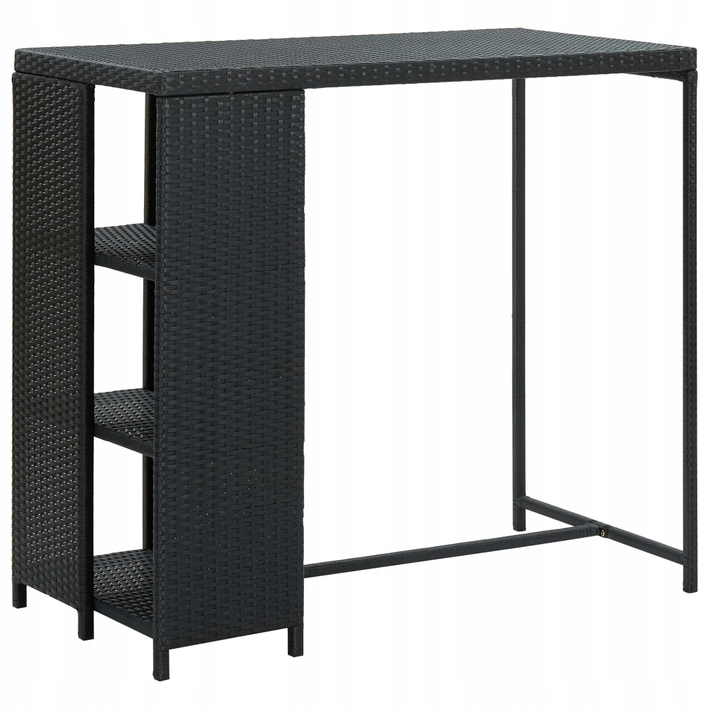 Barový stolek s úložným regálem černý 120x60x110 cm polyratan Černý 313476