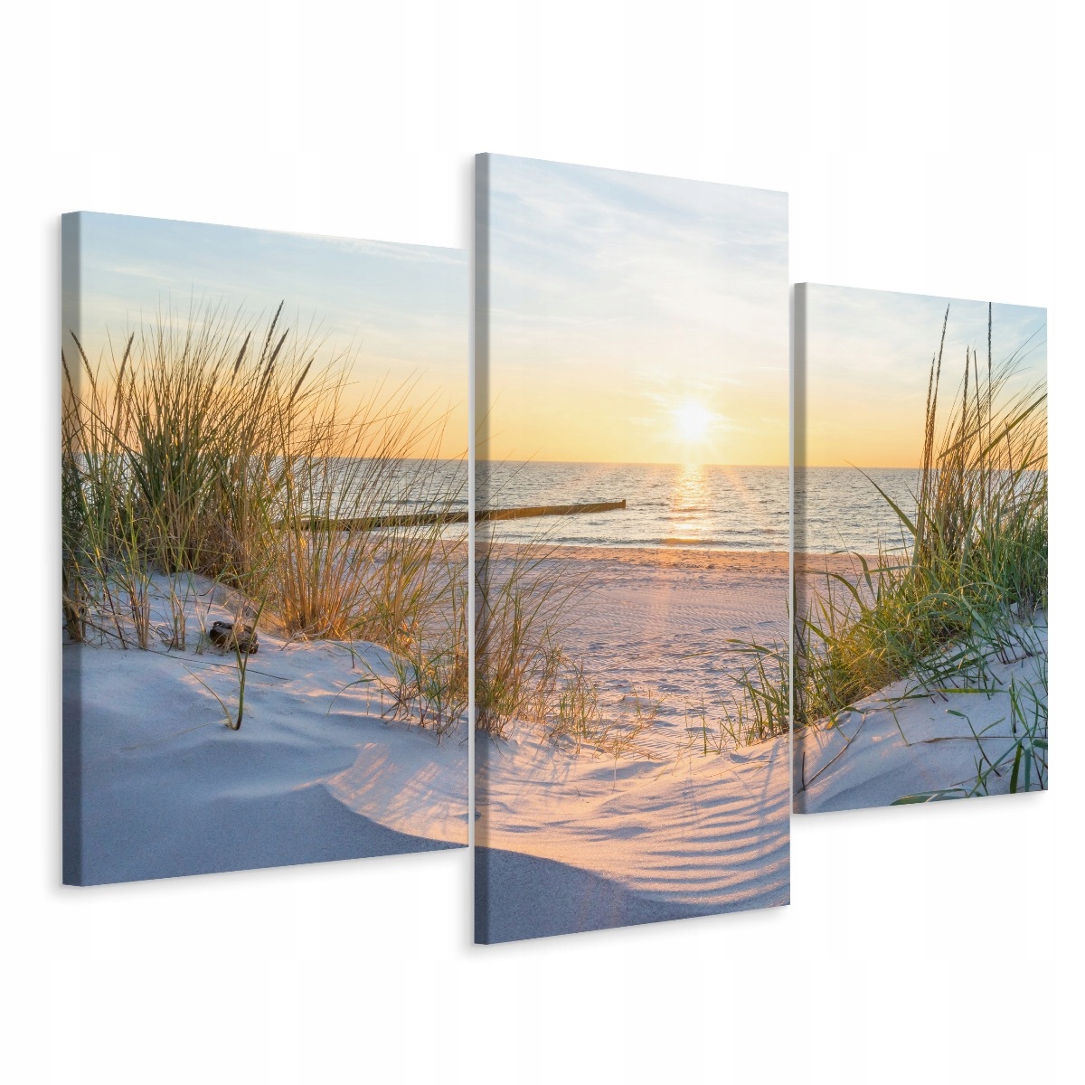 

Obraz Tryptyk Morze Plaża Zachód Słońca 3D 150x100