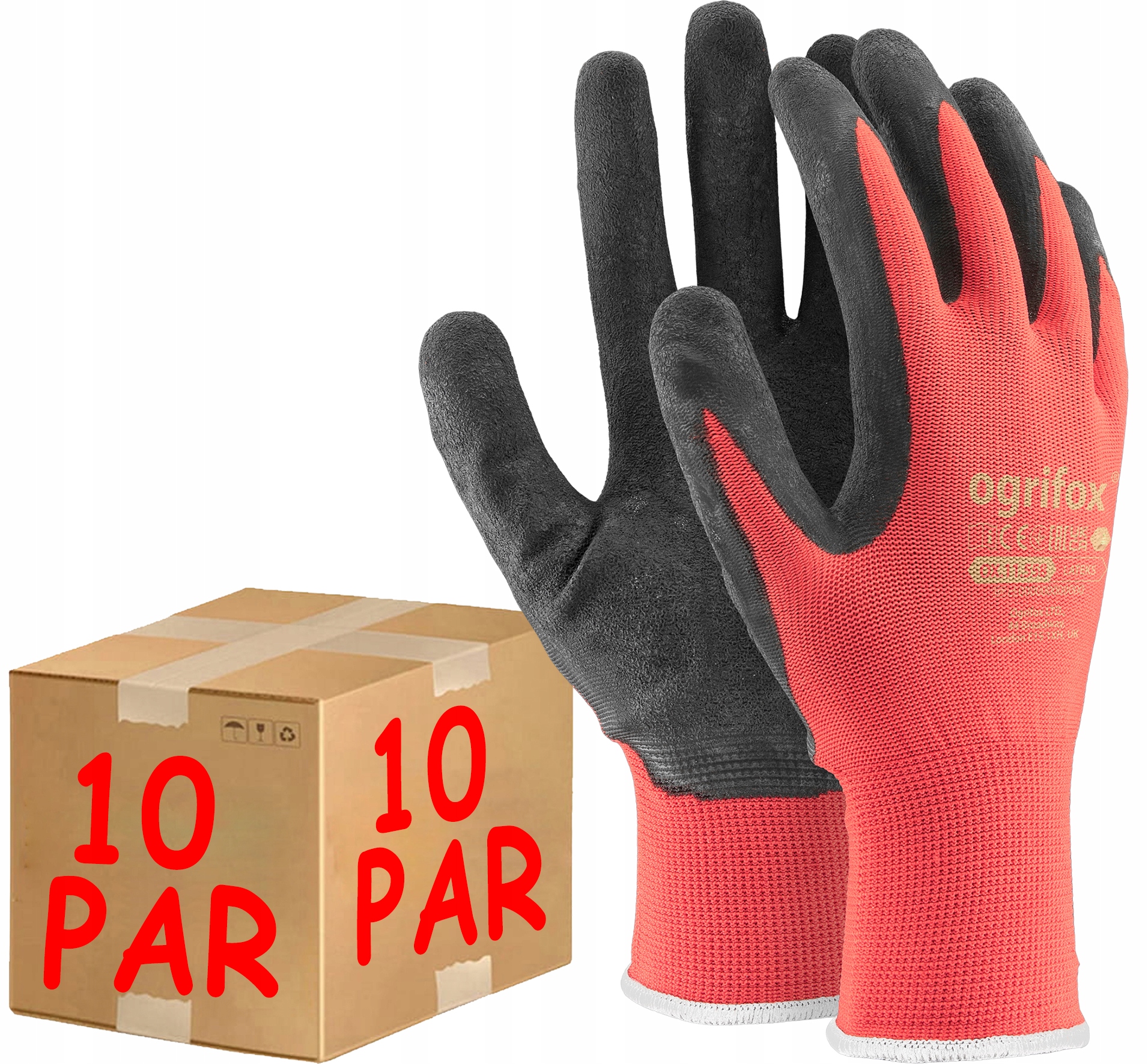 Rękawice Ogrifox RĘKAWICZKI RĘKAWICE ROBOCZE LATEKSOWE 10 PAR 10 par