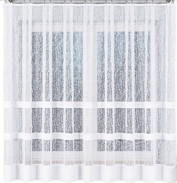 Krátká Záclona 600x180 Pruhy Pokoj Kuchyně Klasická Žabky Bílá