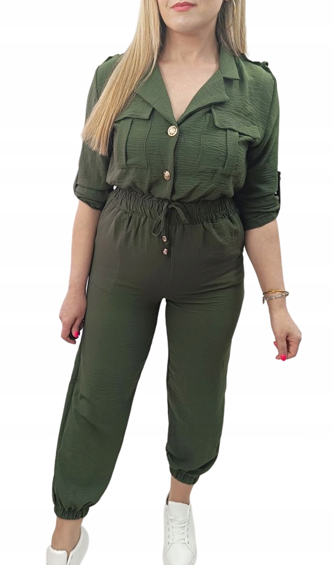 Kombinezon damski w sportowym stylu KHAKI długi