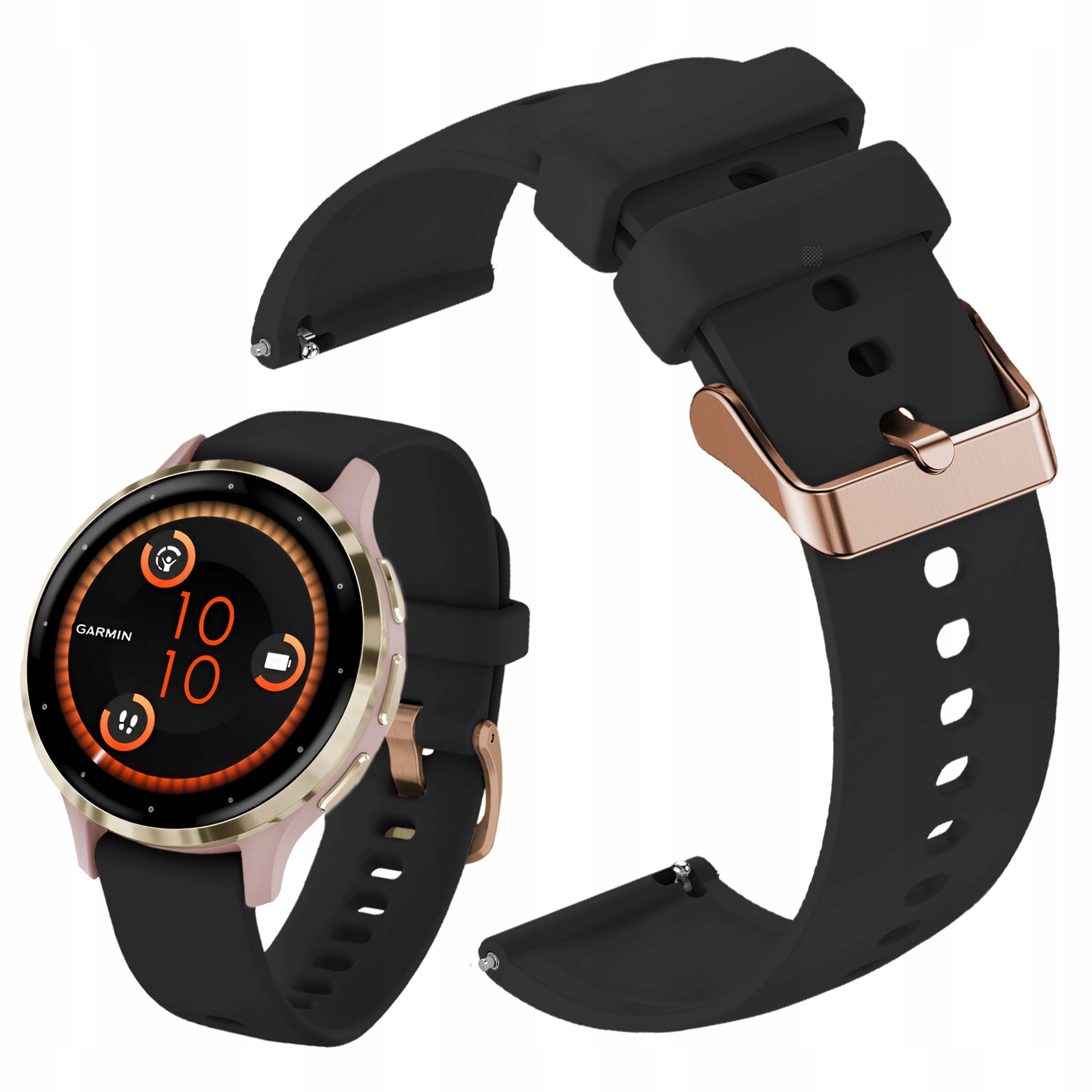 Pasek do Garmin Venu 2S smartwatch czarna opaska 18mm z teleskopami
