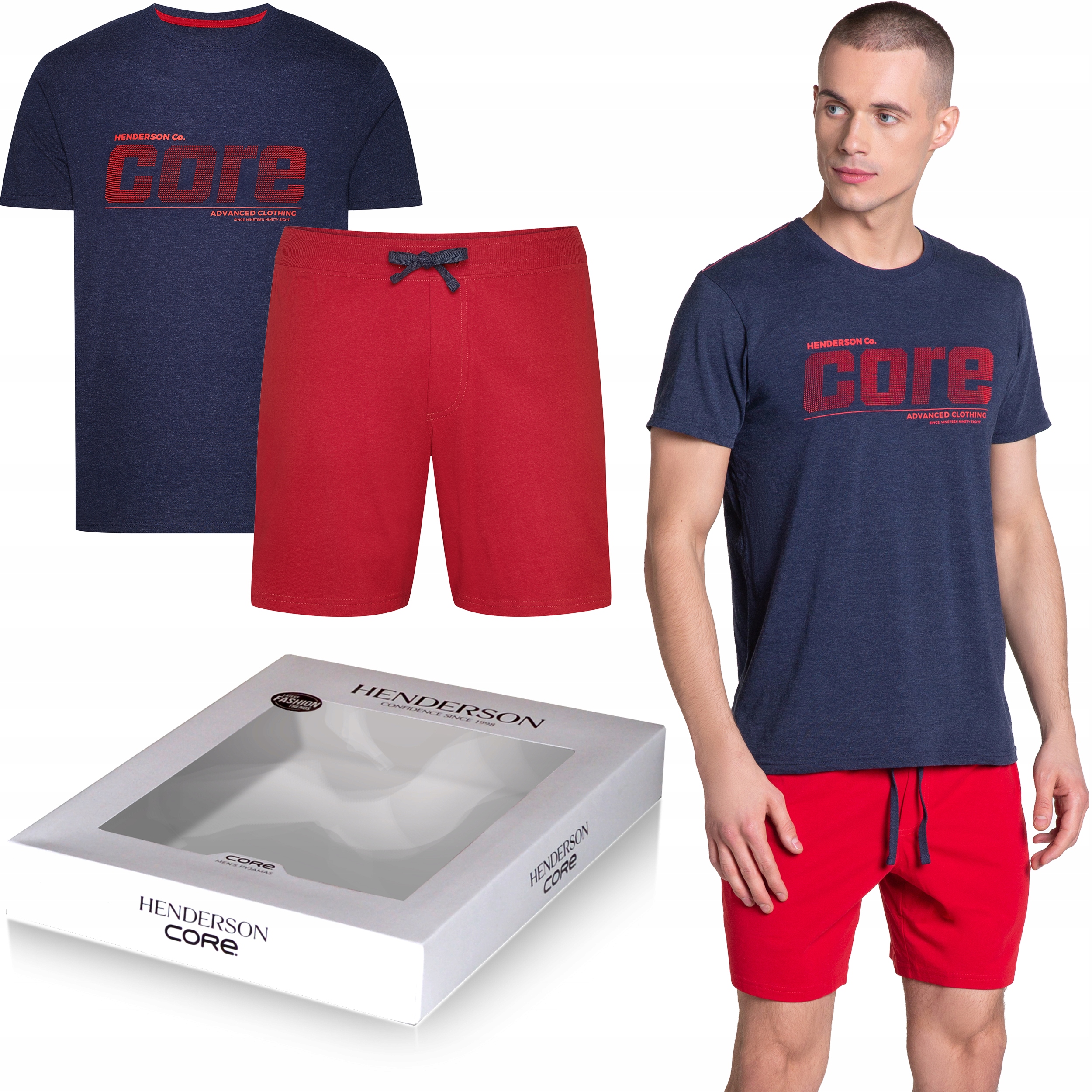 

Solidna piżama męska Henderson krótki rękaw Core