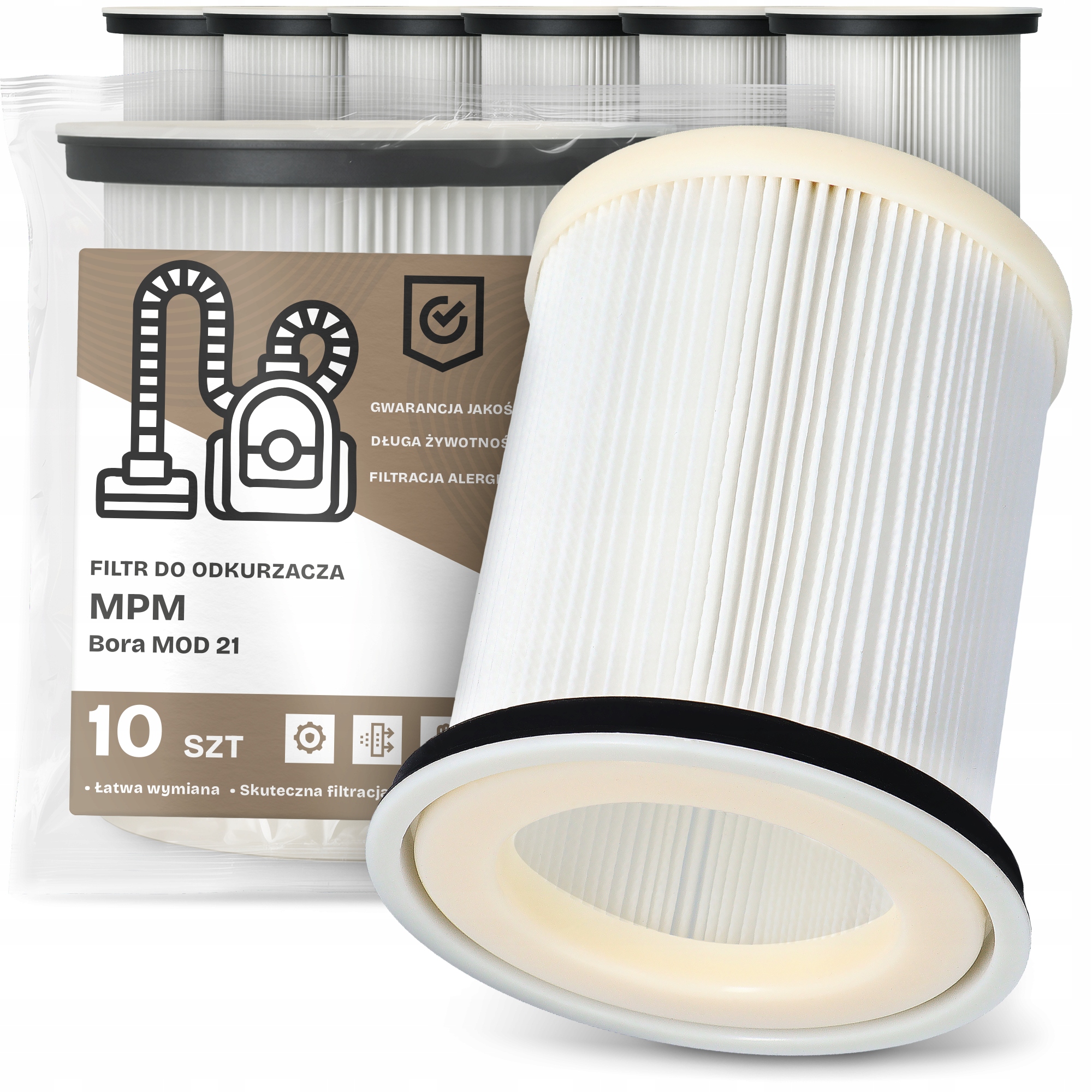 10 x Vzduchový Filtr pro vysavač Mpm Bora Mod 21 Hepa Omyvatelný Em-w