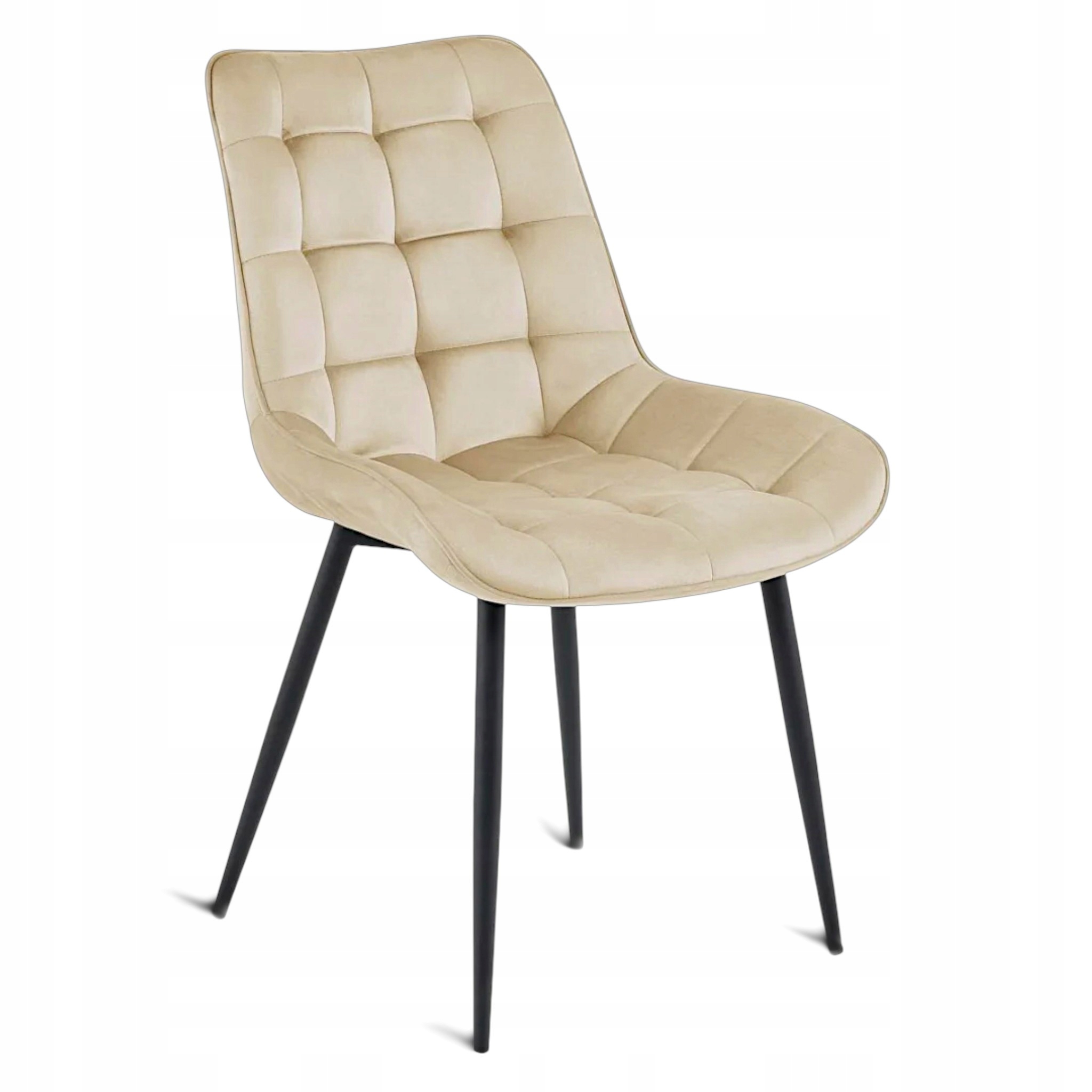 Krzesło Welurowe Tapicerowane Velvet Beżowe Nowoczesne Do Salonu Jadalni