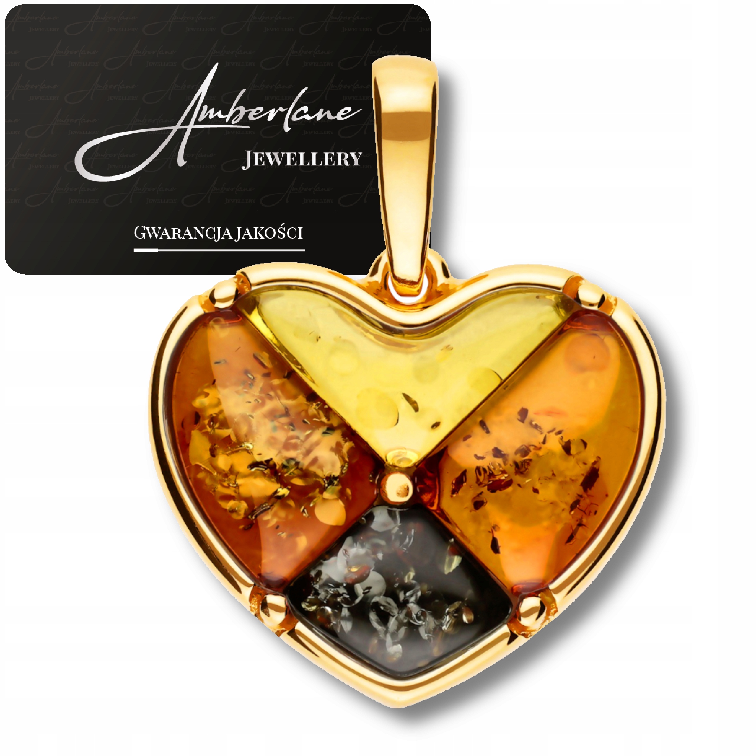 Přívěsek Srdce S Jantarem – stříbro 925 pozlacené 18k*ELEGANTNÍ Přívěsek*