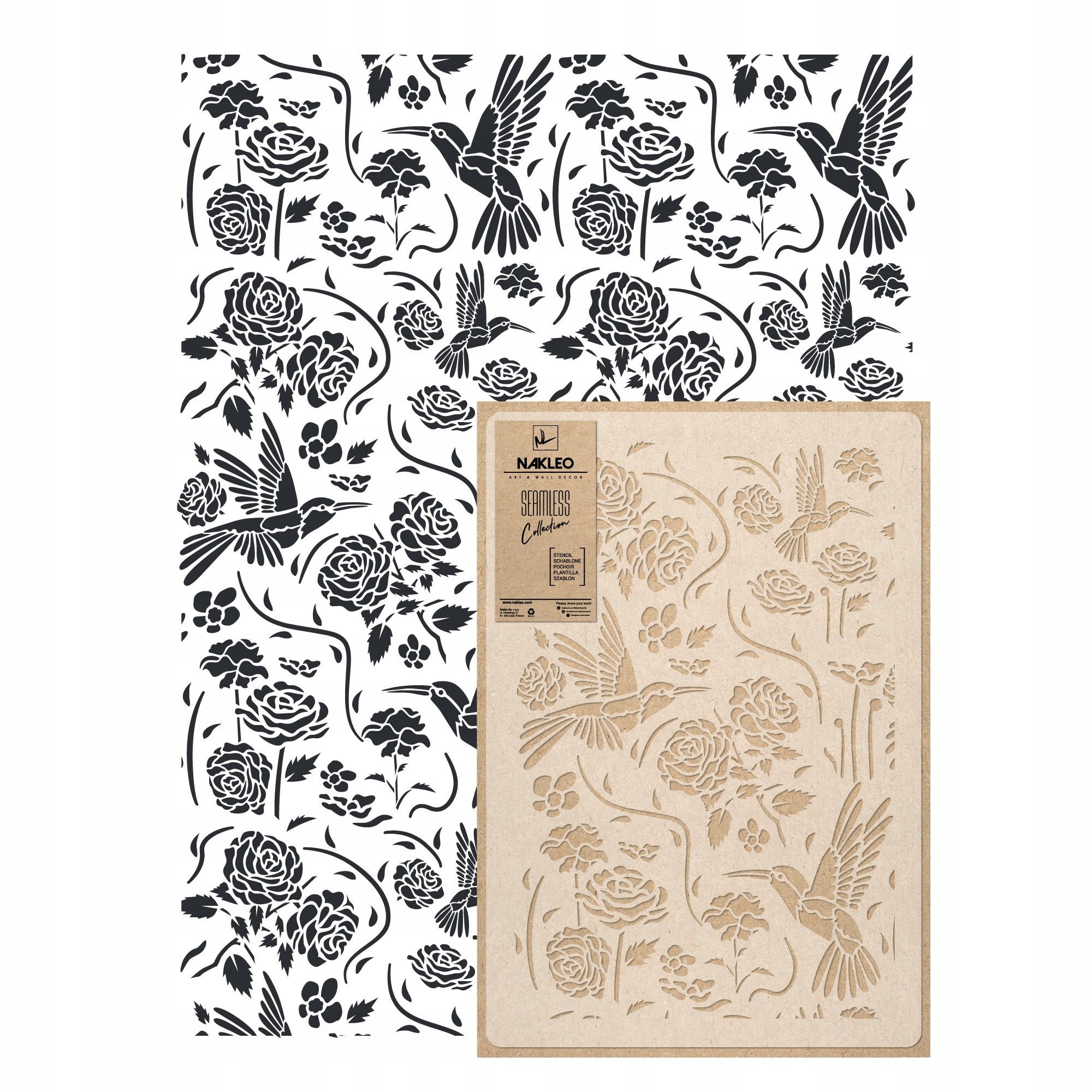 Opakovatelná malířská šablona Opakovaně Použitelný 59x95 cm Tapeta Ptáci Chinoiserie