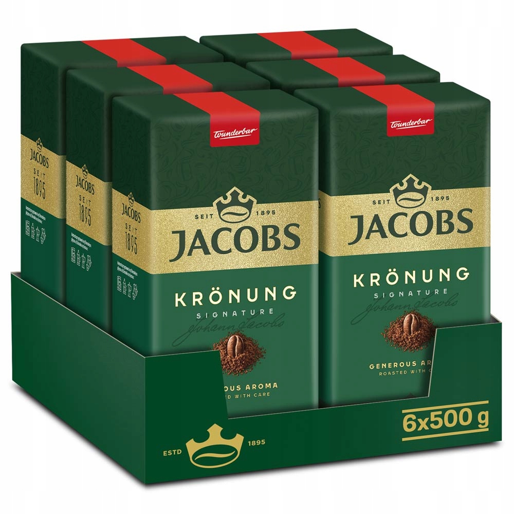 Kawa mielona Jacobs Kronung 6x 500g 100% arabica