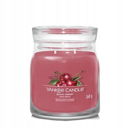 Yankee Candle Jar Fruity Black Cherry, sójová svíčka se dvěma knoty, 368 g