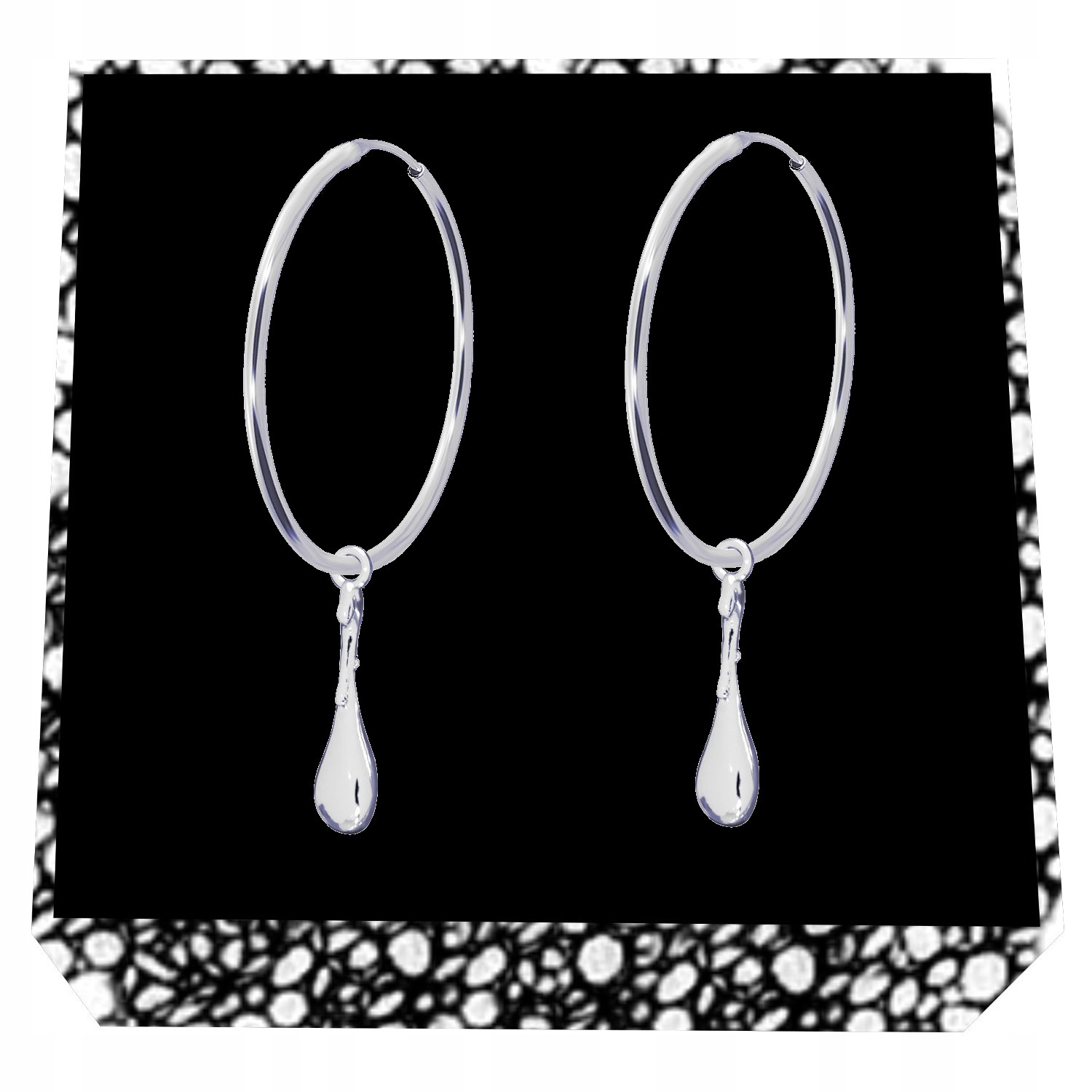 Kapka Slzička Kapky Stříbrné náušnice velké kruhy stříbro 925