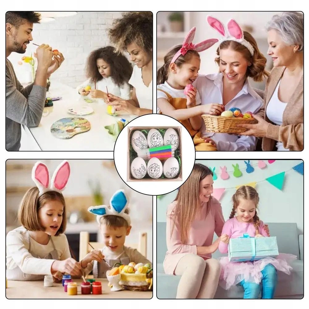 ŚWIĄTECZNE OZDOBY STYROPIANOWE PISANKI DIY 6 SZT Stan opakowania brak opakowania