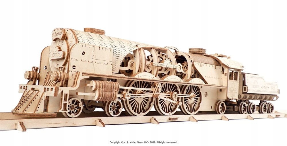

Lokomotywa V-ekspress Ugears Model Drewniany 3D Pl