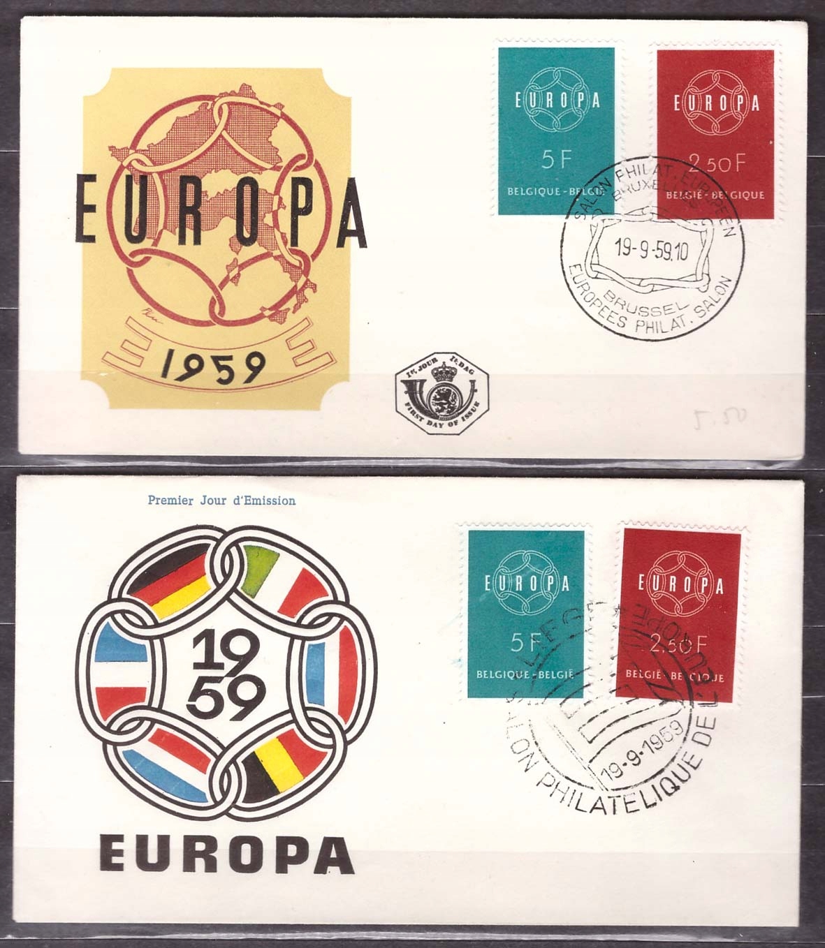Belgia CEPT Europa koperty FDC 1959 (1)