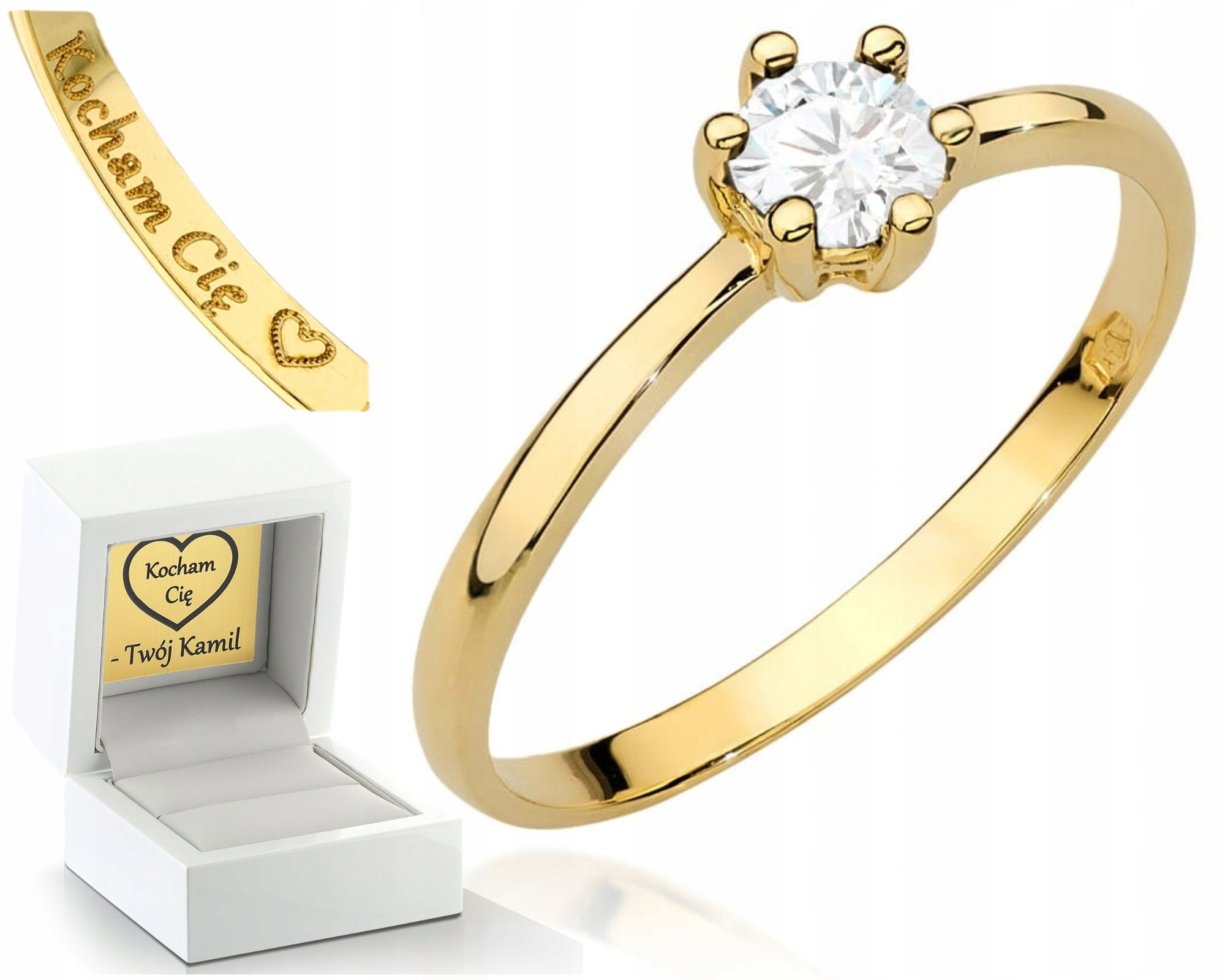 Zlatý Zásnubní Prstýnek S Briliantem Gravírování 585 Bonus Dárek