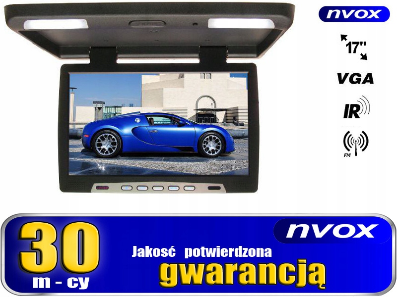 NVOX Monitor podsufitowy LCD LED 17'' IR FM VGA Stan opakowania oryginalne