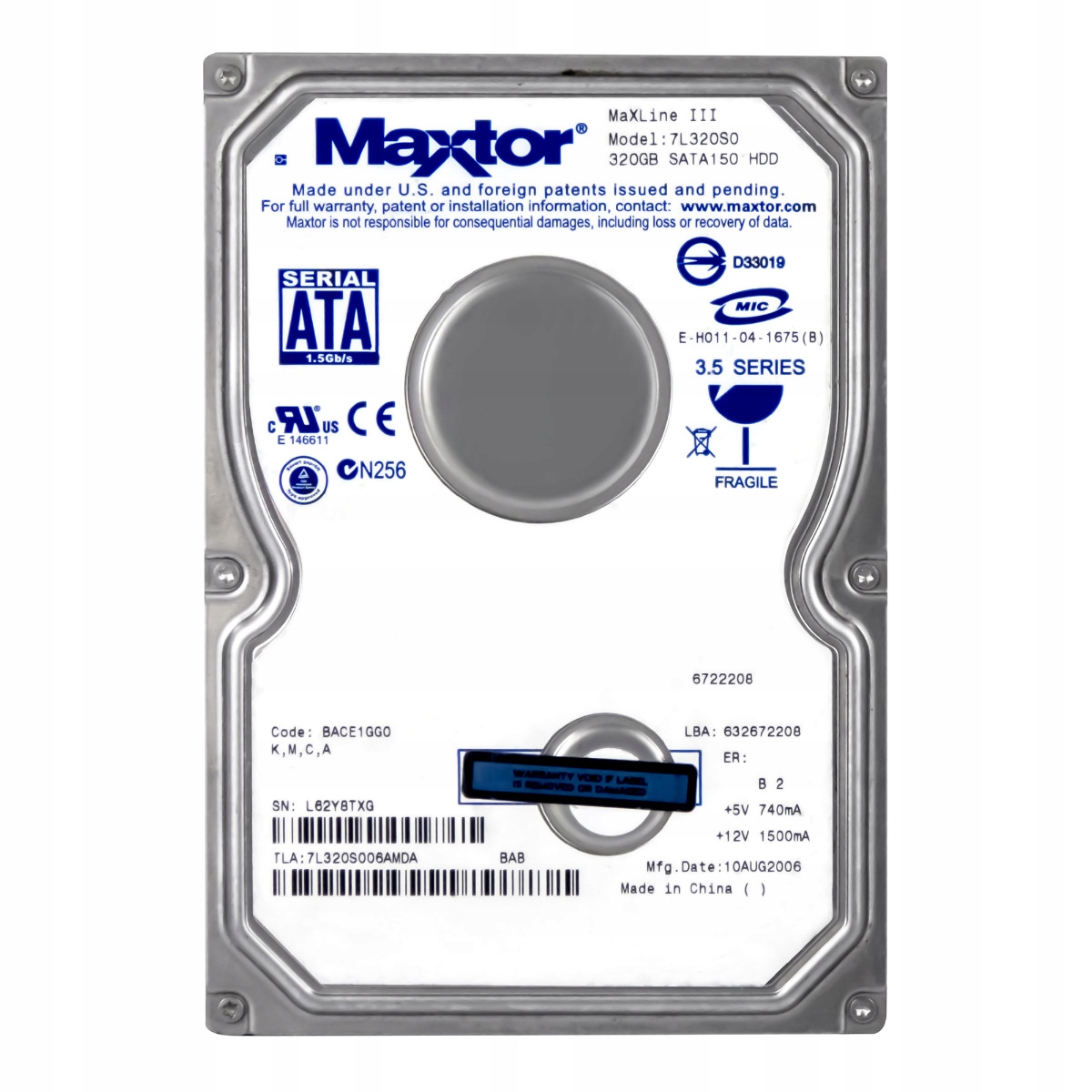Maxtor MaXLine III 320GB 7.2K 16MB Sata 3.5'' 7L320S0