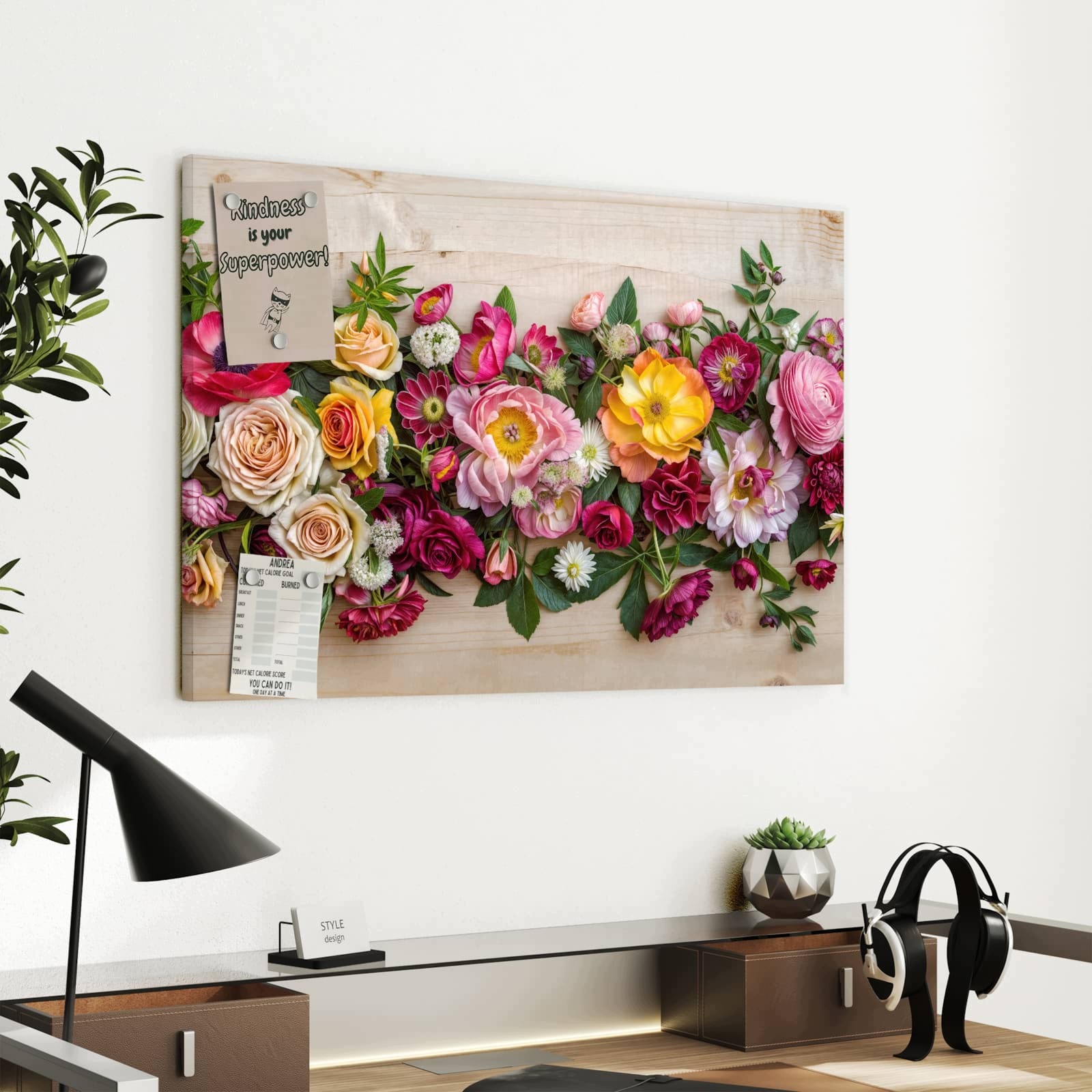 Magnetická tabule Kytice květin 60 × 40 cm