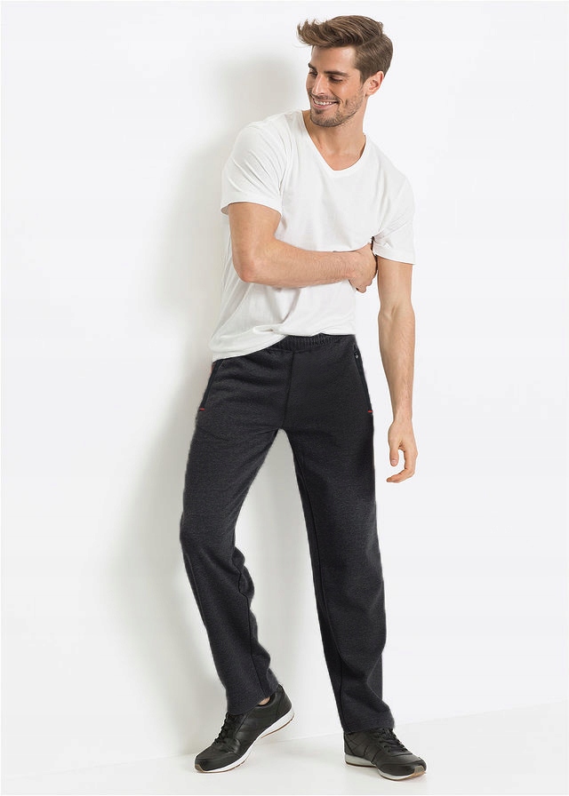 OCIEPLANE spodnie DRESOWE bez ściągaczy MĘSKIE dresy 4135 grafit XL Marka inna