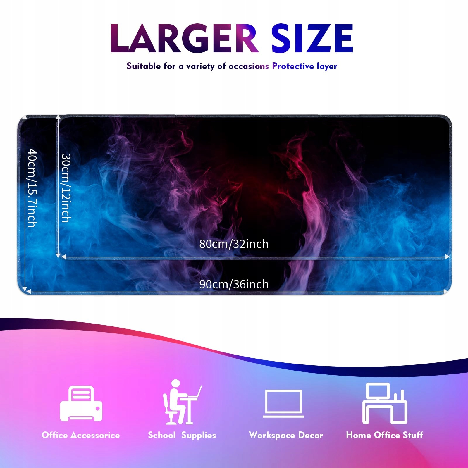 GIECY Podkładka Gamingowa XXL 800x300mm Antypoślizgowa Mata na Biurko — miniatura 7