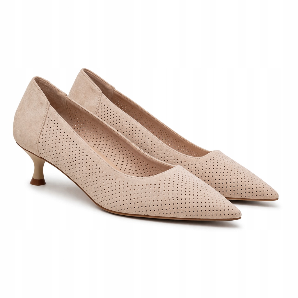 Czółenka Damskie Ażurowe Skórzana Wkładka Kaczuszka r 40