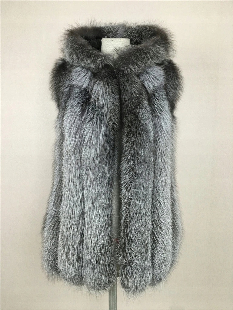 KAMIZELKA FUTRO NATURALNE SREBRNY LIS KAPTUR ZJAWISKOWA NOWOŚĆ Marka inna