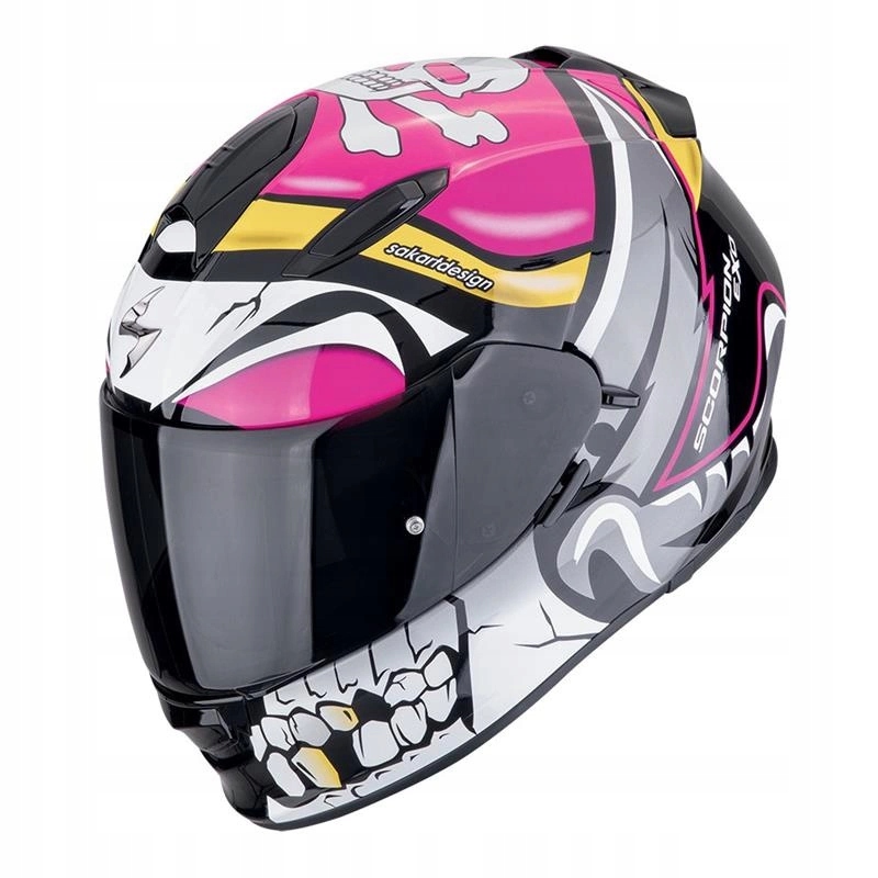 Prilba Scorpion EXO-491 Pirate Pink biela čierna ružová žltá Darčeky