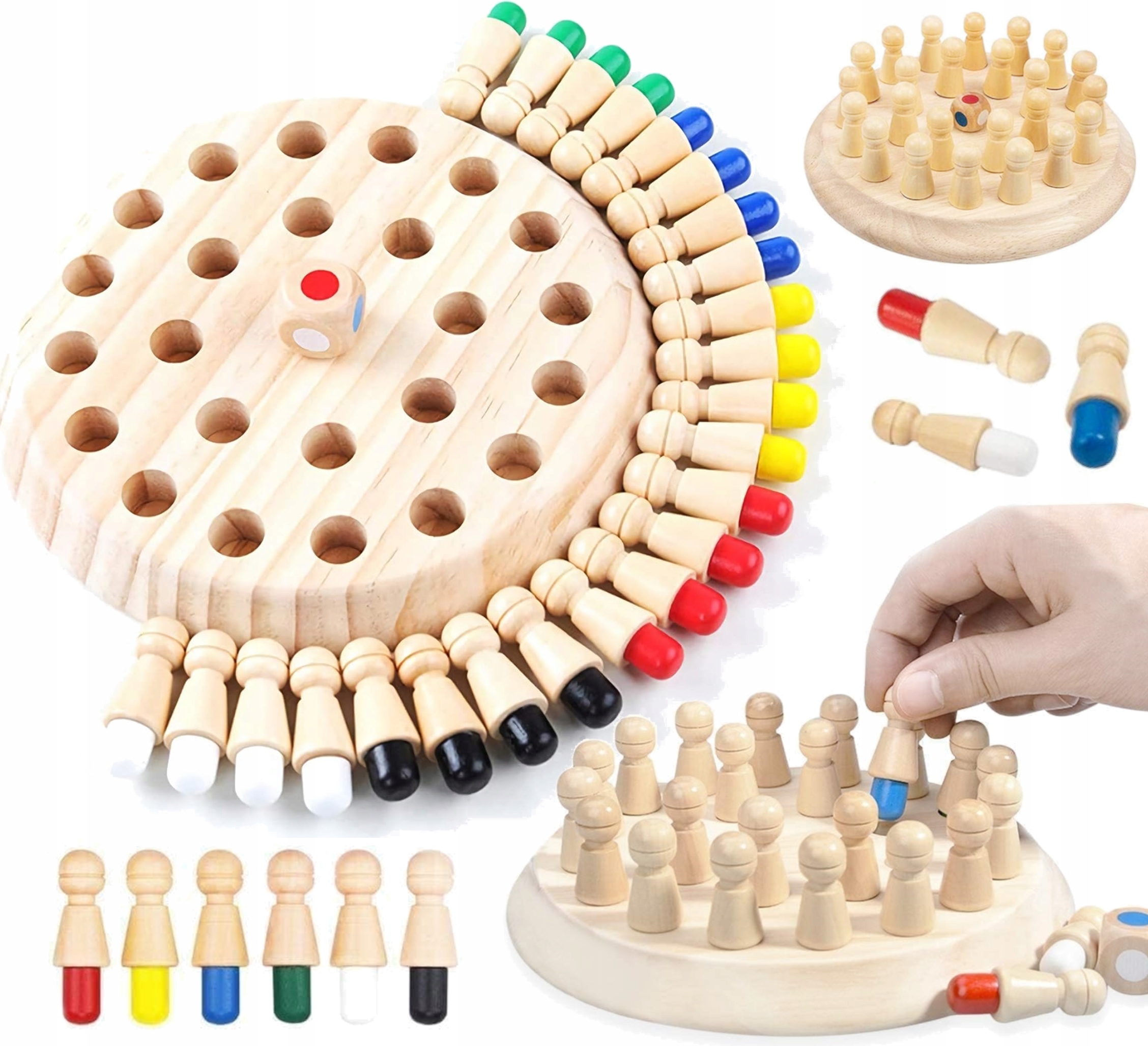 ZABAWKA PAMIĘCIOWA MONTESSORI GRA MEMORY DREWNIANE SZACHY PAMIĘĆ