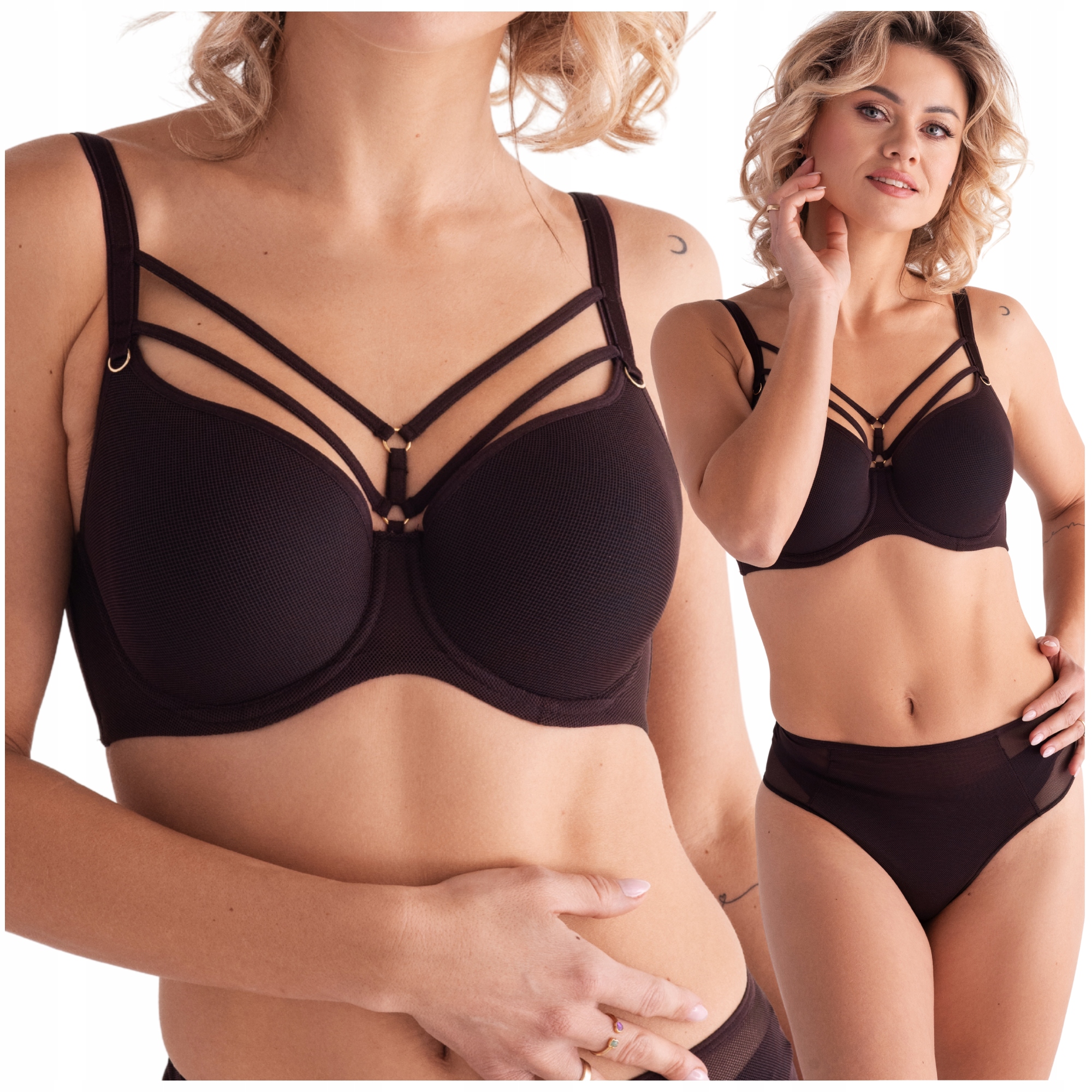 Podprsenka vyztužená na procházku s pruhy Lemax Savannah čokoláda straps 80D