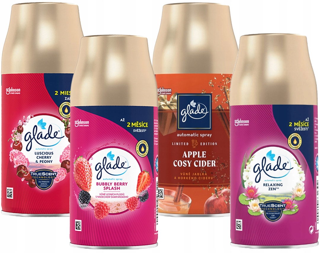 Levně Glade Náhradní náplně do difuzéru Cherry & Peony, Bubbly Berry, Zen, Apple Cider MIX