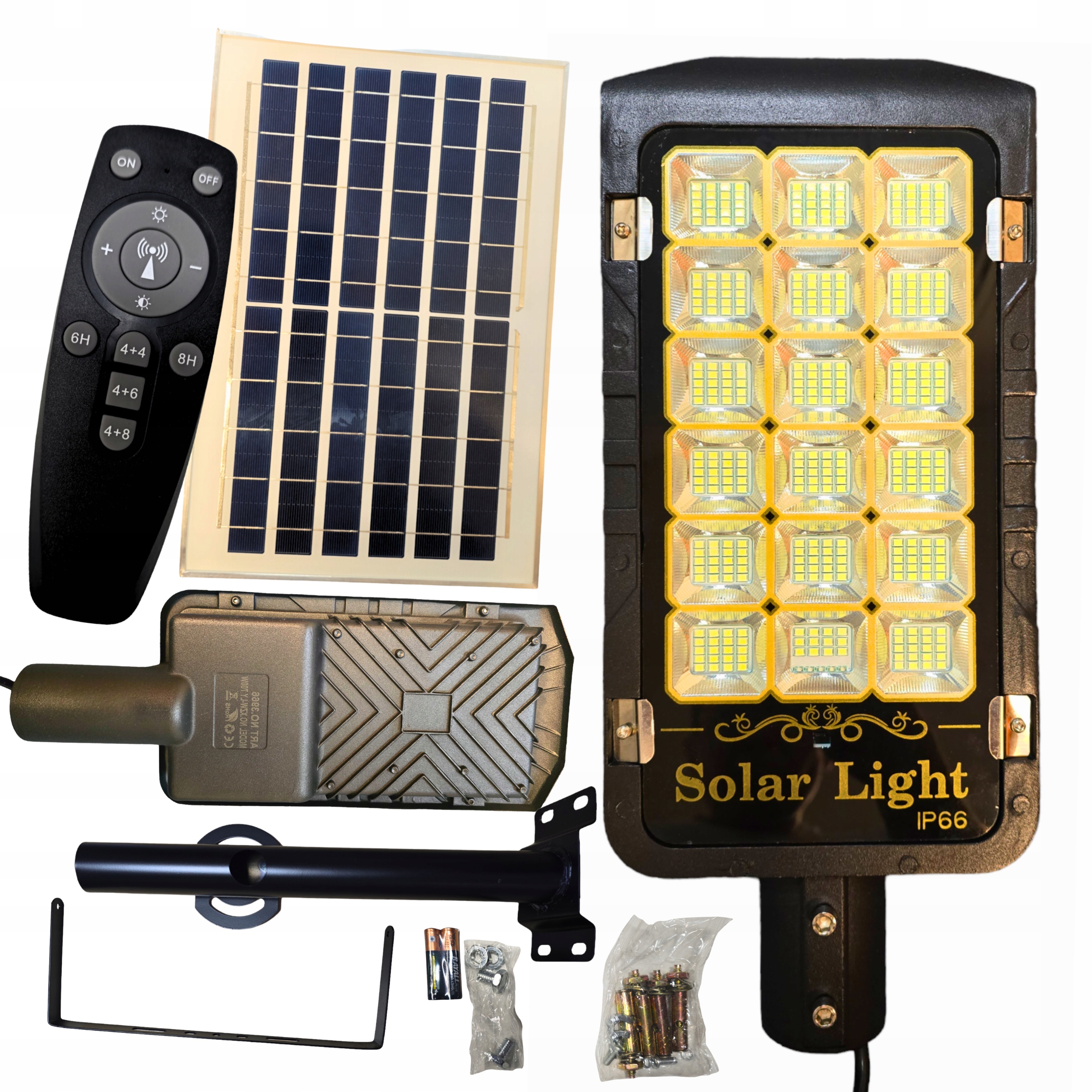 Latarnia Uliczna Lampa Solarna Led Osobny Panel Czujnik Zmierzchu Z Pilotem