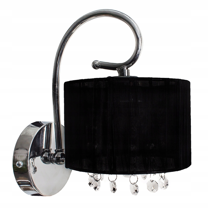 

Kinkiet czarny lampa na ścianę glamour chromowana