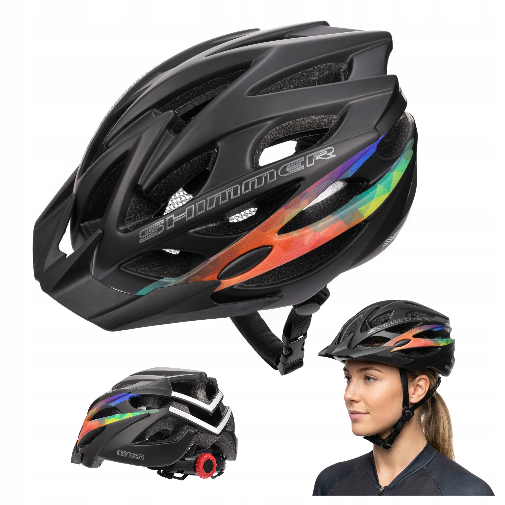 Nastavitelná Cyklistická Přilba Meteor Shimmer L 58-61 síťka větrací otvory