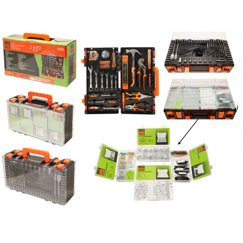 Sada Náradia 1400KS Kľúče Kladivo Bity Skrutkovače