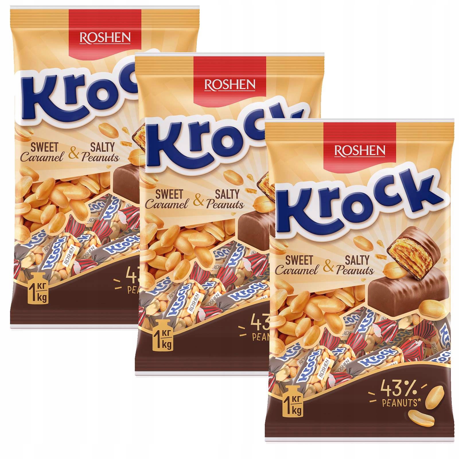 Levně Roshen Bonbóny Krock s karamelem 1 kg x 3 kusy