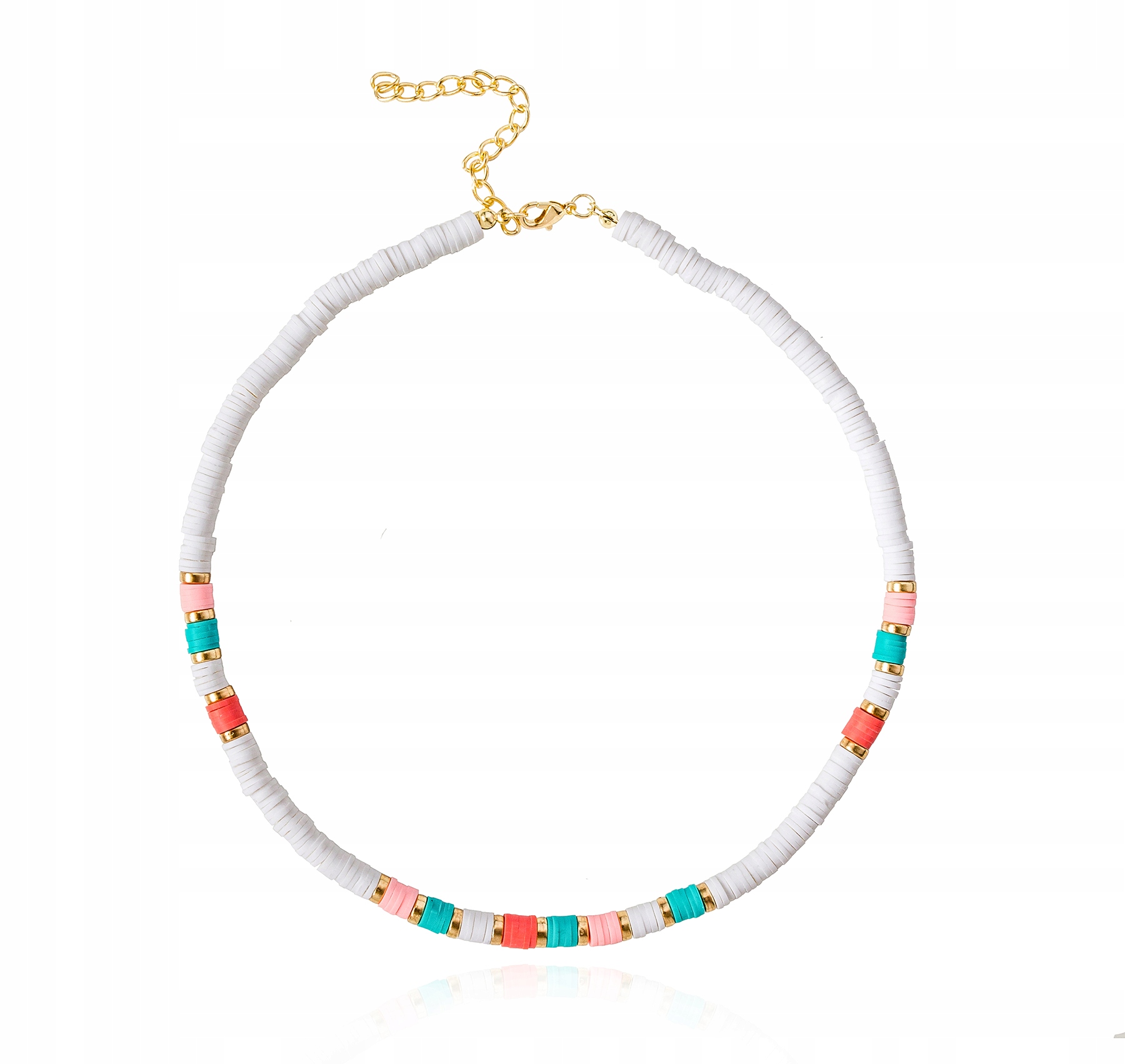 

Naszyjnik surfer choker koraliki krążki boho biały