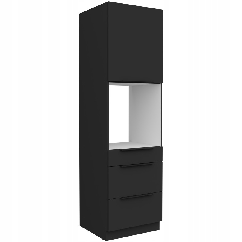 Kuchyňská skříňka 60 Modulo pod troubu 3 zásuvky černá Afm sloupek 210