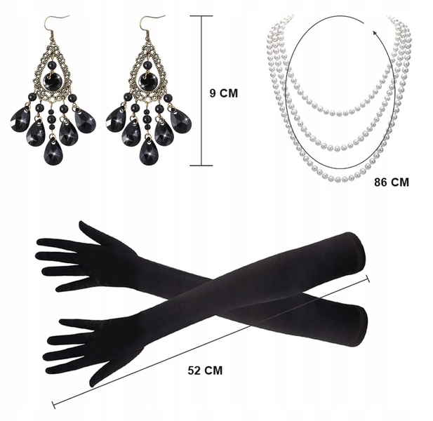 ZESTAW RETRO DAMSKI LATA 20 FLAPPER 6 EL. PRZEBRANIE KARNAWAŁ RĘKAWICZKI Kod producenta IMRETRO1