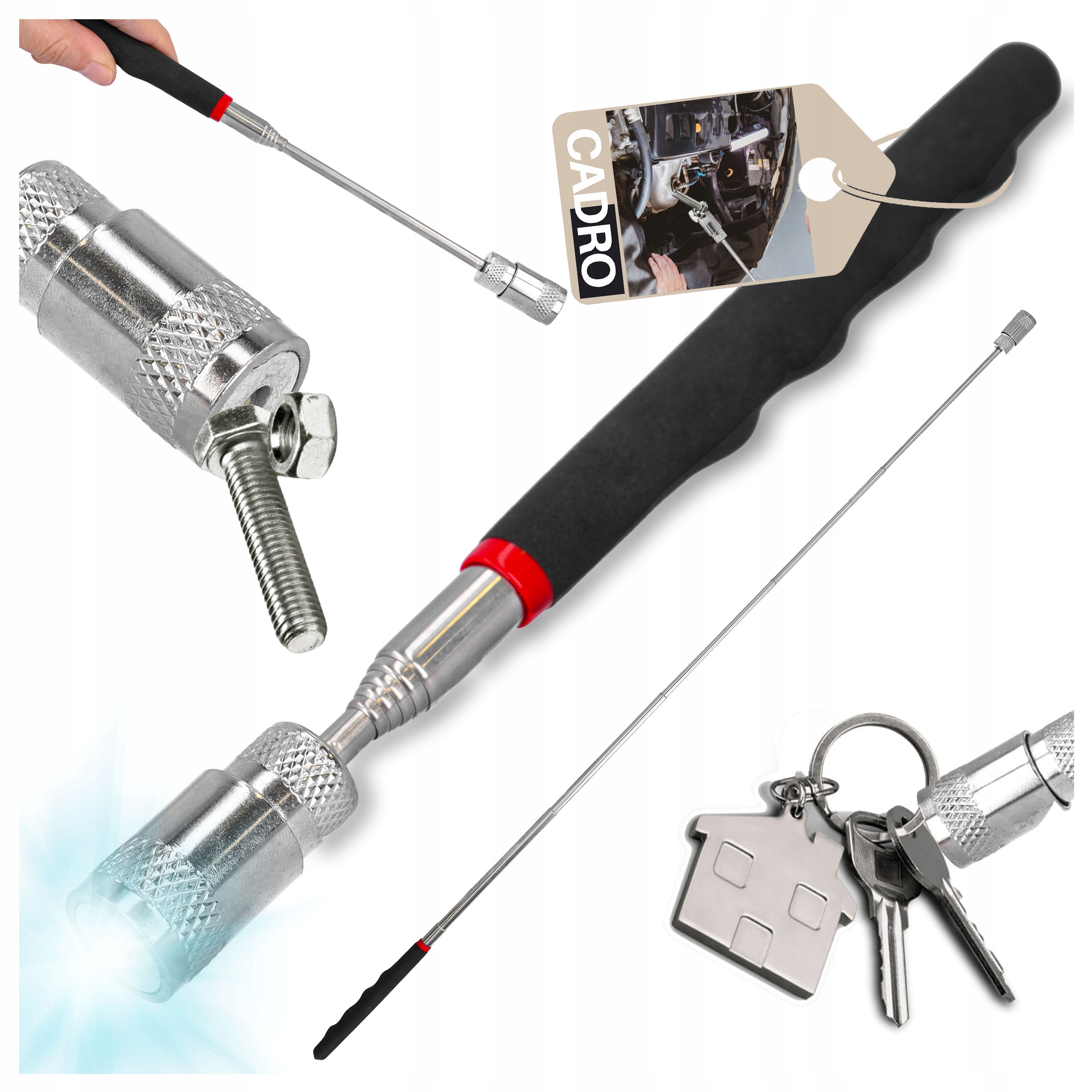 Chwytak Magnetyczny Led latarka teleskopowy 68 cm inspekcyjny magnes